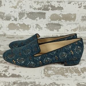 Sam Edelman Women's Blue Floral Denim Loafers Shoes V299